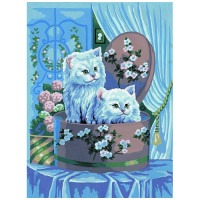 10389-CDA Канва с рисунком Collection D`Art 'Белые котята' 40*50 см