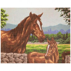 11494-CDA Канва с рисунком Collection D`Art 'Лошадки' 50*60 см